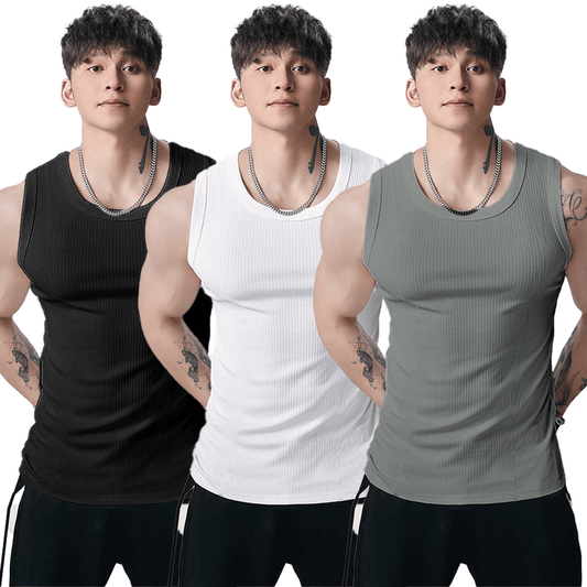 🔥Men's  Wide Strap Ribbed Tank Top