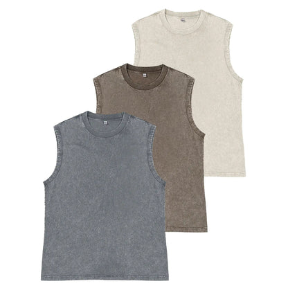 ⚡Hot Sales 49% OFF🔥Cotton Workout Tank Tops Sleeveless Acid Wash Tshirts Cut Off Muscle Shirts Loose Fit Running Gym Tees