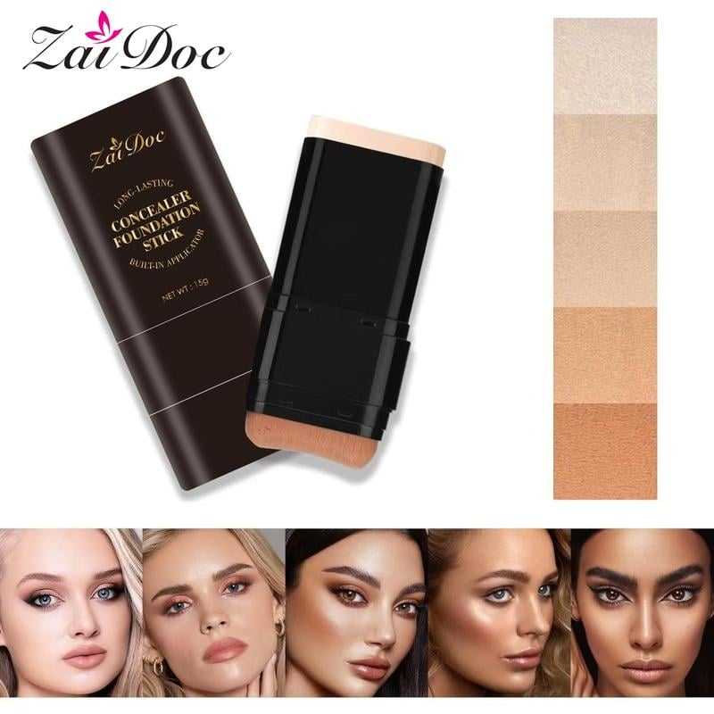 🎨 Dual-ended foundation and concealer stick ✨ Built-in dual-ended brush, moisturizing and lightweight