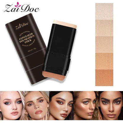 🎨 Dual-ended foundation and concealer stick ✨ Built-in dual-ended brush, moisturizing and lightweight