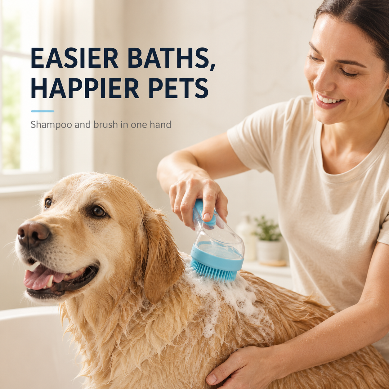 ⚡Hot Sales 49% OFF🔥2-in-1 Soap-Dispensing Pet Bath Brush