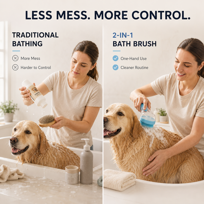 ⚡Hot Sales 49% OFF🔥2-in-1 Soap-Dispensing Pet Bath Brush
