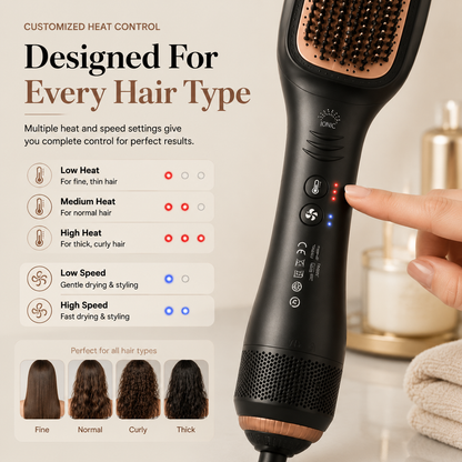 💇‍♀️ One-Step Hair Dryer Brush – 3-in-1 Blow Dryer & Styler For Smooth Frizz-Free Salon Hair