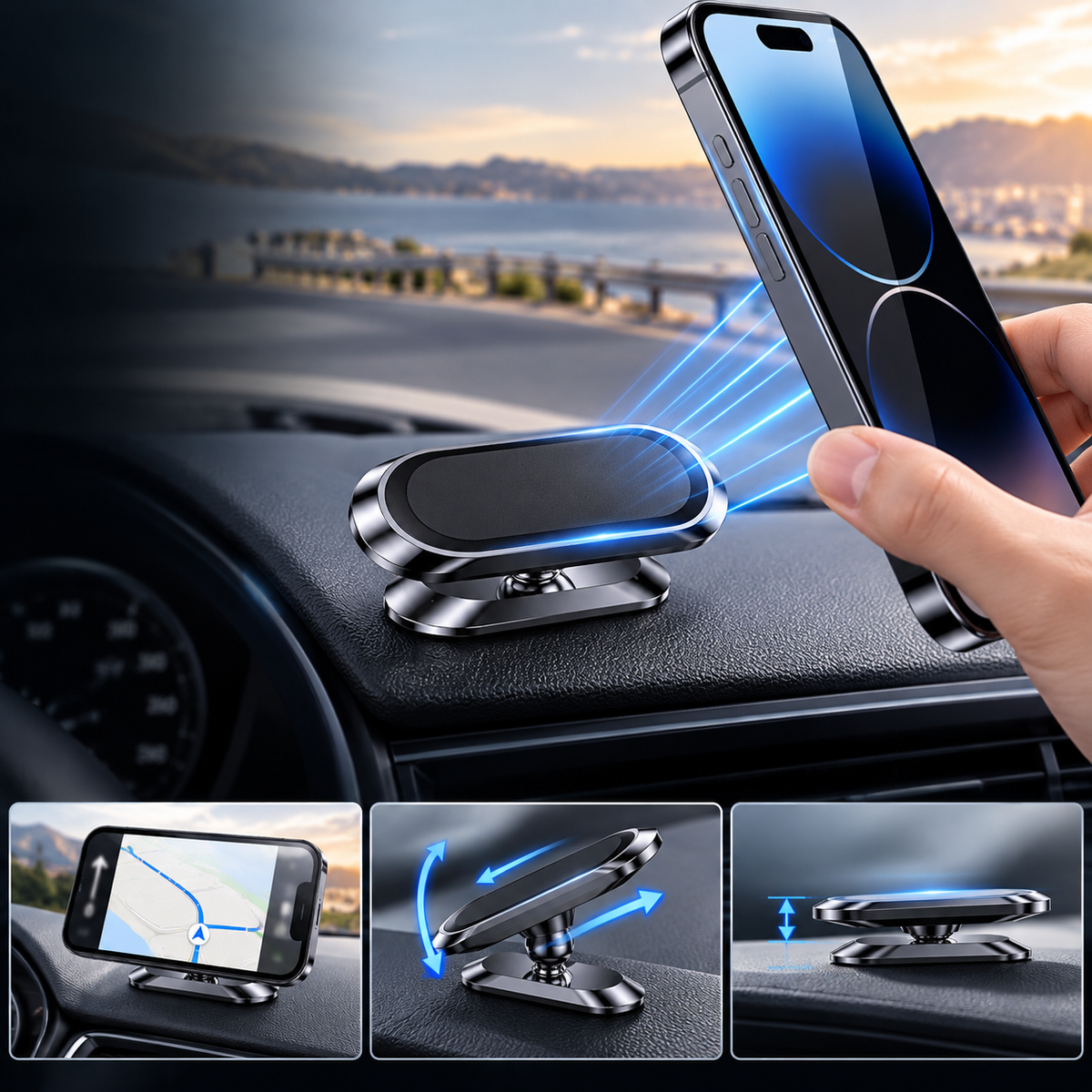 Magnetic Phone holders to tablet mounts Car Phone Holder Mount Universal Suction Cup Navigation Support Adjustable 360 Rotation