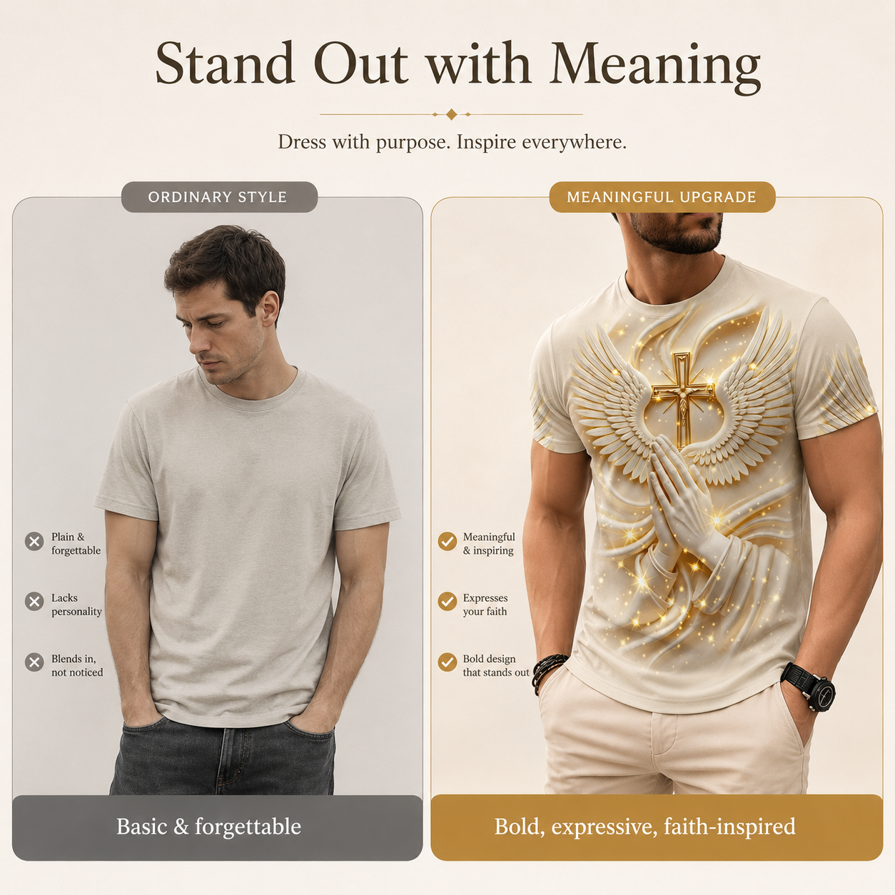🙏✝️ Men’s Angel Wings Cross 3D Graphic Tee – Faith-Inspired Summer T-Shirt