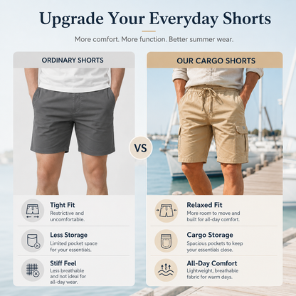 💖🩳 Men's Casual Cargo Shorts with Drawstring Waist – Multi-Pocket, Lightweight & Breathable 👖✨