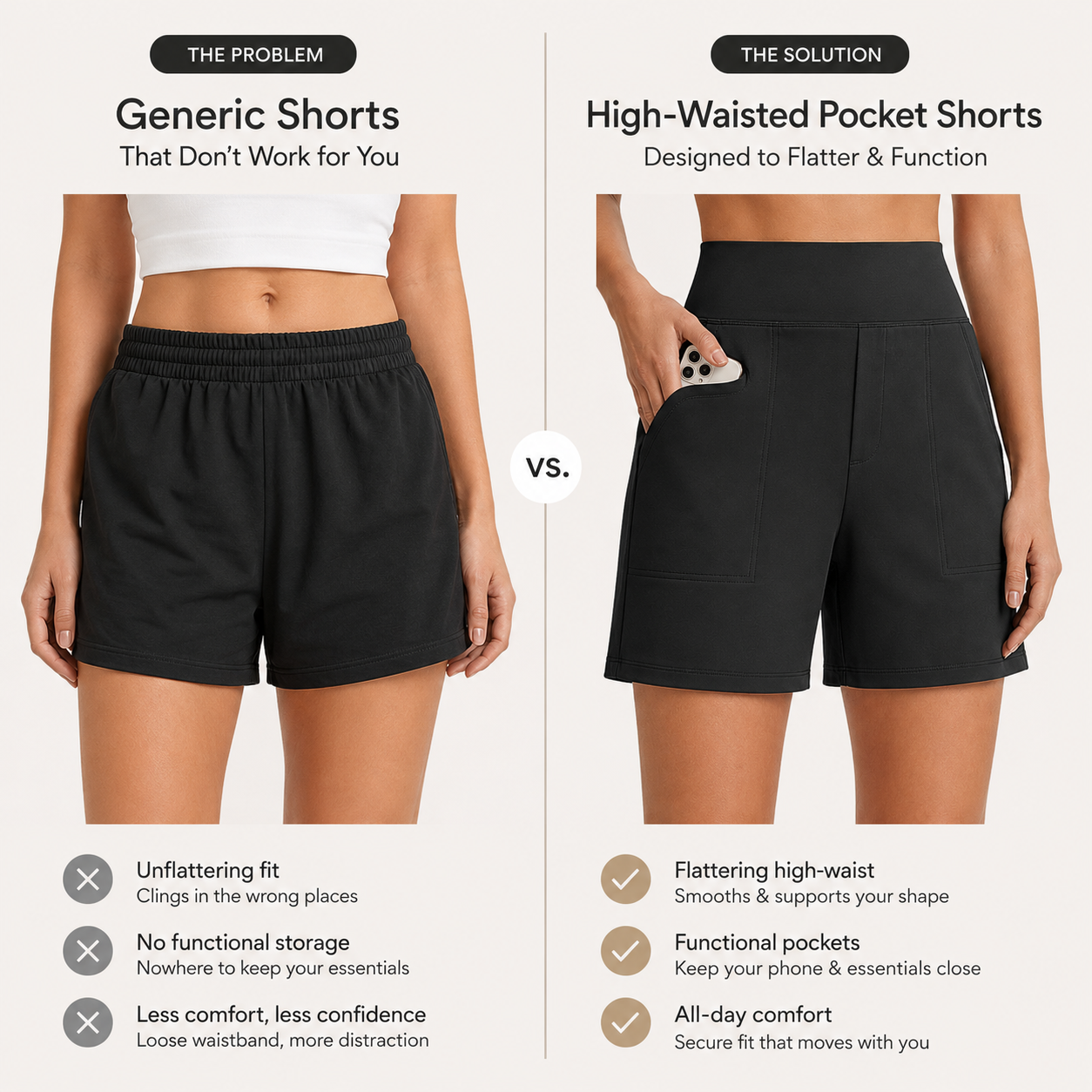 Women's High-Waisted Athletic Bermuda Shorts with Pockets – Running, Yoga, Summer Casual Activewear
