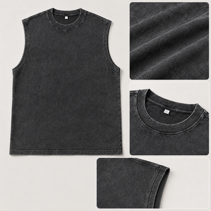 ⚡Hot Sales 49% OFF🔥Cotton Workout Tank Tops Sleeveless Acid Wash Tshirts Cut Off Muscle Shirts Loose Fit Running Gym Tees