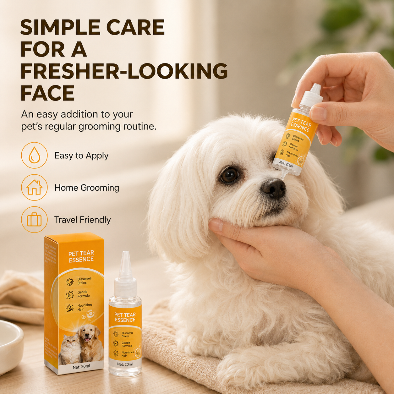 🐶 Enjoy 49% off now! ✨Advanced Pet Tear Essence for Dogs & Cats | Gentle Tear Stain Remover for Cleaner Eyes & Brighter Fur👀