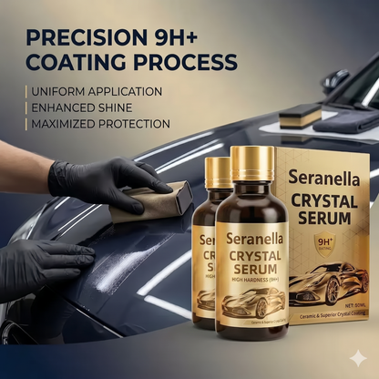 Crystal Serum 9H+ Ceramic Coating for Cars - 10X Harder Than Factory Paint, Ultra Hydrophobic Mirror Shine, Scratch & UV Protection, Long-Lasting Auto Detailing Kit