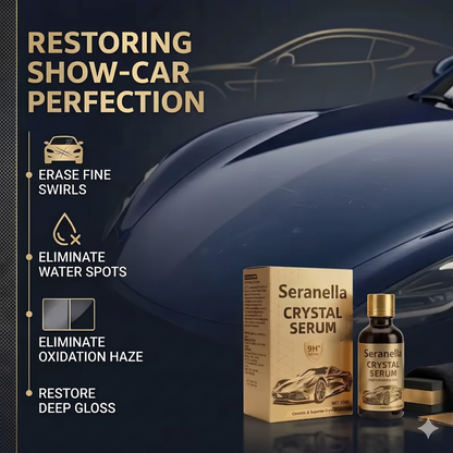 Crystal Serum 9H+ Ceramic Coating for Cars - 10X Harder Than Factory Paint, Ultra Hydrophobic Mirror Shine, Scratch & UV Protection, Long-Lasting Auto Detailing Kit