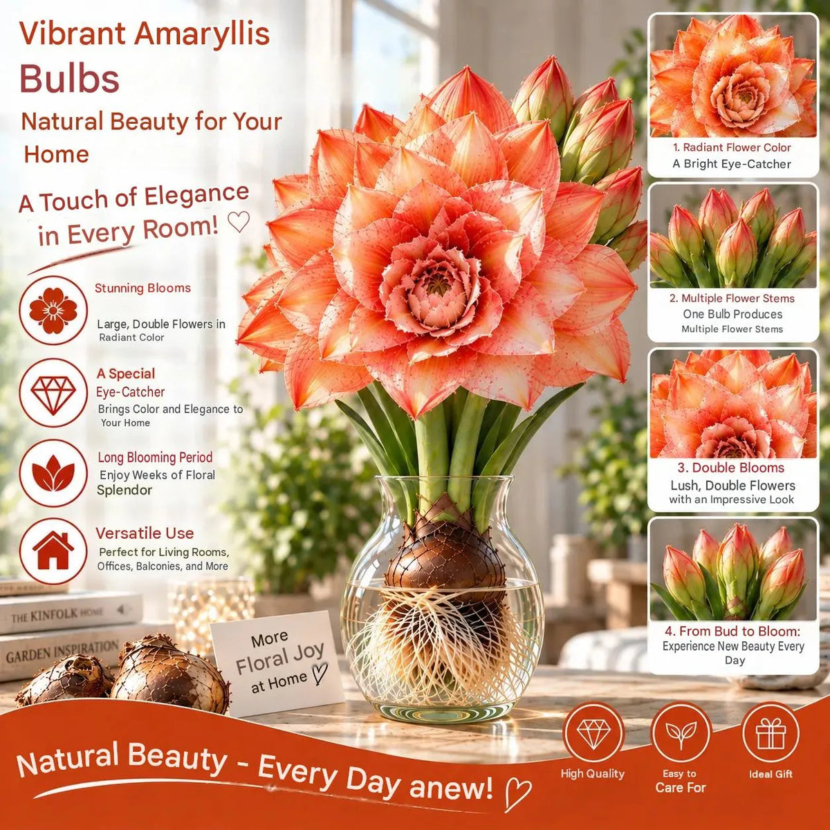 🌺 Amaryllis Bulbs– Dramatic Blooms, Effortless Grace! 🌿✨