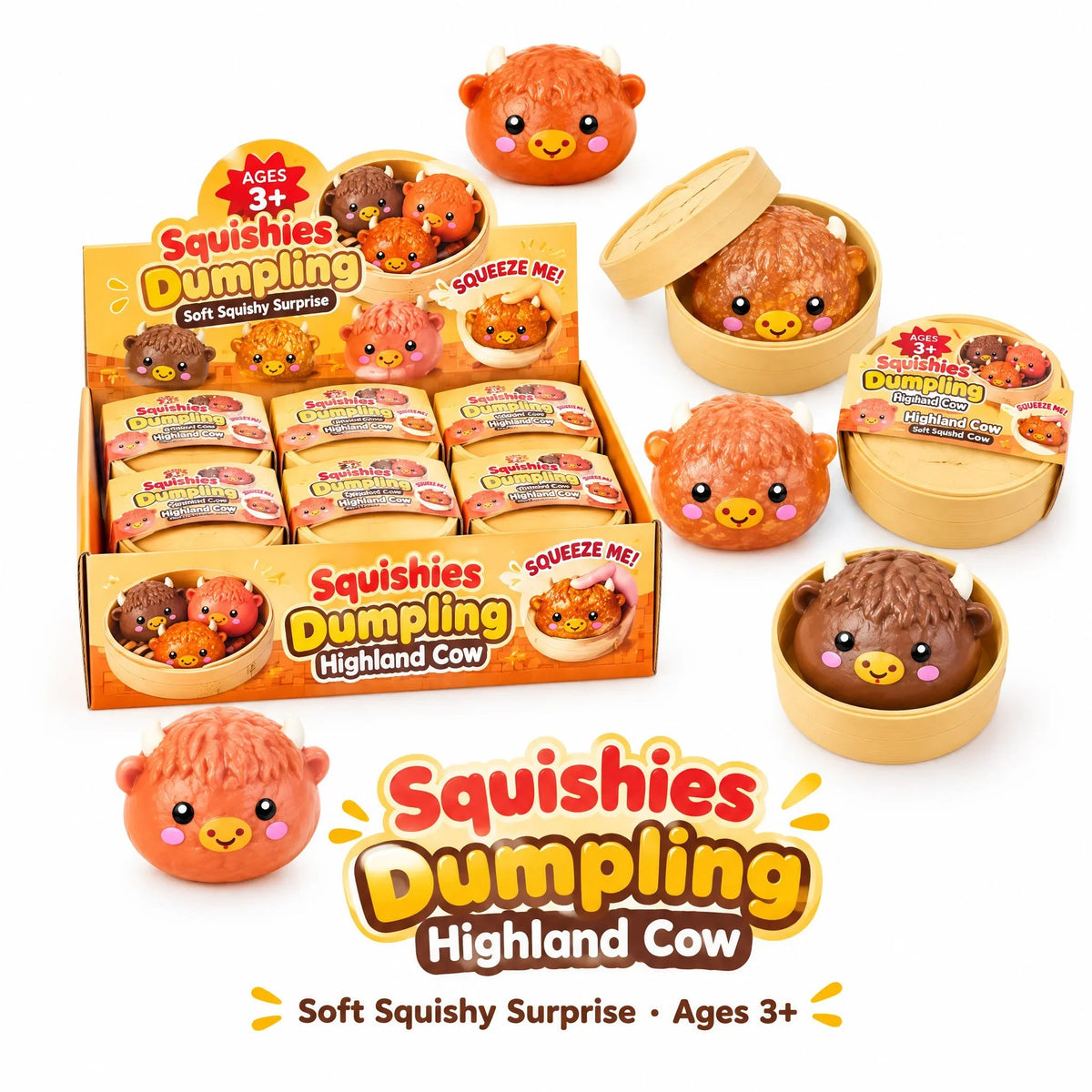 ⏰Limited Stock 49% OFF🐮Highland Cow Dumplings Steamed Bun Toy | Single & 12-Pack
