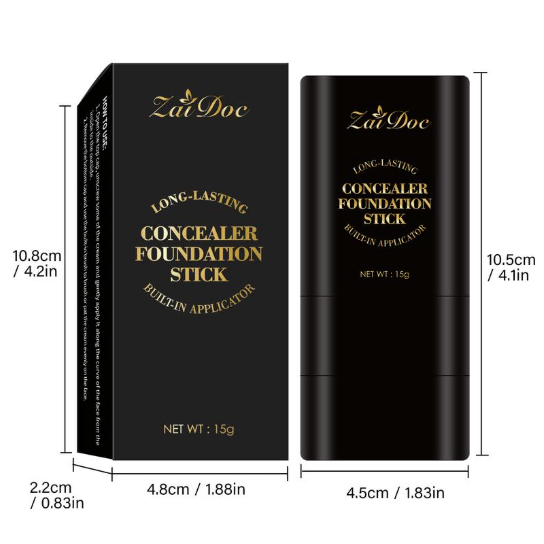 🎨 Dual-ended foundation and concealer stick ✨ Built-in dual-ended brush, moisturizing and lightweight