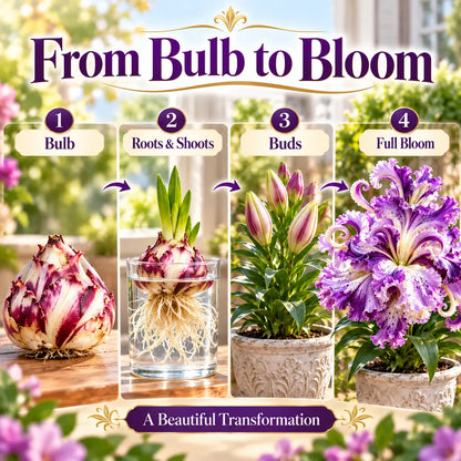 🌸 Royal Ruffle Fantasy Lily Bulbs – Grow in Water or Soil, Giant Ruffled Blooms