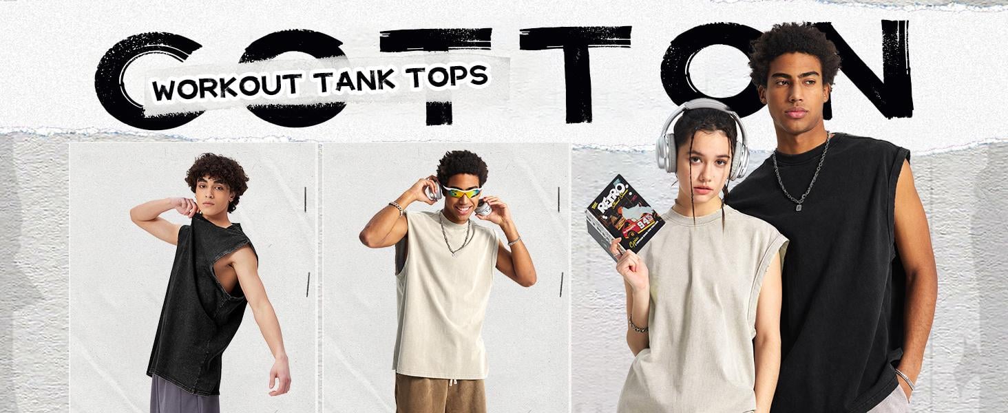 ⚡Hot Sales 49% OFF🔥Cotton Workout Tank Tops Sleeveless Acid Wash Tshirts Cut Off Muscle Shirts Loose Fit Running Gym Tees