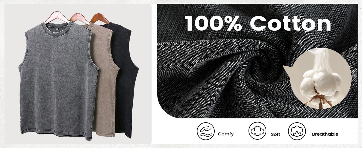 ⚡Hot Sales 49% OFF🔥Cotton Workout Tank Tops Sleeveless Acid Wash Tshirts Cut Off Muscle Shirts Loose Fit Running Gym Tees