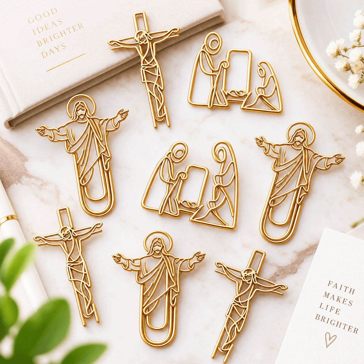 Faith-Inspired Gold Paper Clips ✝️ | Decorative Christian Page Markers, Perfect Small Religious Gifts for Church Friends & Family (Set of 15)