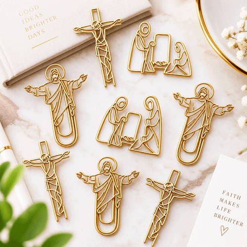 Faith-Inspired Gold Paper Clips ✝️ | Decorative Christian Page Markers, Perfect Small Religious Gifts for Church Friends & Family (Set of 15)
