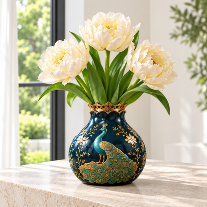 Ivory Cream double tulip flowering illustration — vase not included