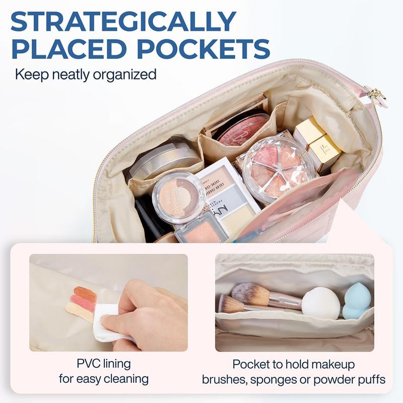 ⚡Hot Sales 49% OFF🔥Wide-Opening Quilted Cosmetic Bag – Multi-Pocket Makeup & Toiletry Organizer for Home and Travel