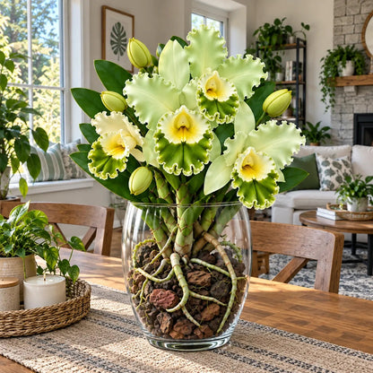 💎 Rare Ruffled Cattleya Orchid Rooted Pseudobulbs – Giant Exotic Bloom
