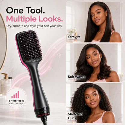 One-Step Hair Dryer and Styler, All-in-One Hair Brush Straightener for Salon-Quality Smooth & Straight Styles