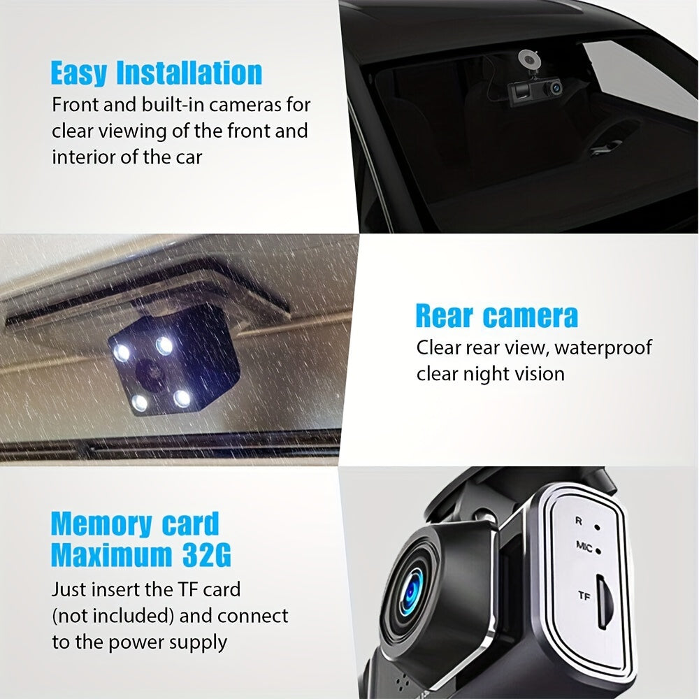 Safe Driving 3 Channel Camera Cycle Video Recorder