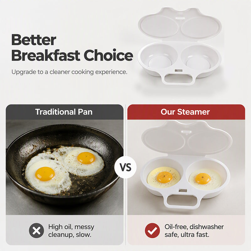 🍳 Microwave Egg Cooker – 2 Egg Poacher for Quick Breakfasts💫