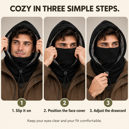 ❄️ 2-Pack Winter Fleece Hoods — Built-In Face Cover & Neck Warmer