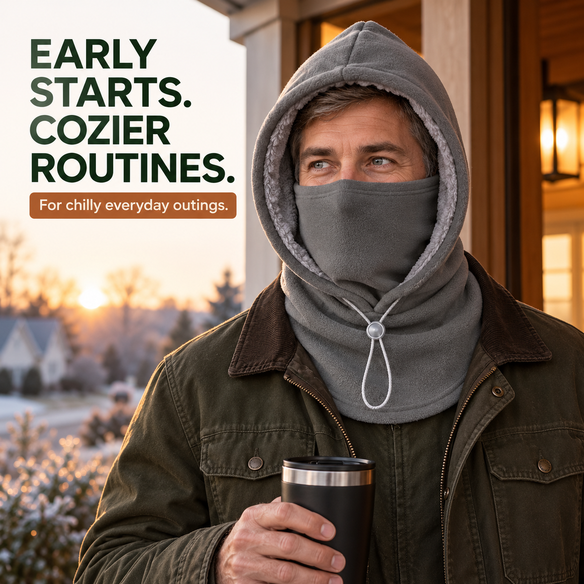 ❄️ 2-Pack Winter Fleece Hoods — Built-In Face Cover & Neck Warmer