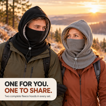 ❄️ 2-Pack Winter Fleece Hoods — Built-In Face Cover & Neck Warmer